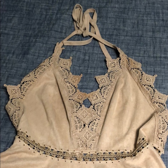 SOLD Suede lace peplum tank - Picture 2 of 4